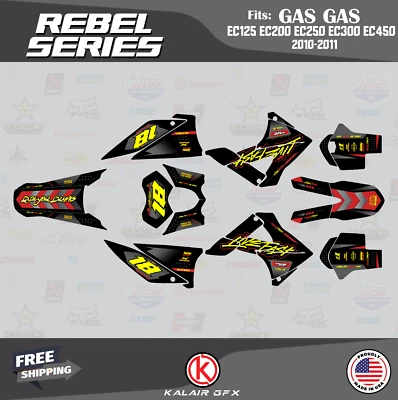 Graphics Kit for GasGas EC125 EC200 EC250 EC300 EC450 (2010-2011) Rebel - Yellow - Image 1 of 4
