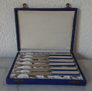 alter Besteckkasten Besteckaufbewahrung 6 Messer Obstmesser 19,0 x 14,2 x 3,0 cm - Picture 1 of 12
