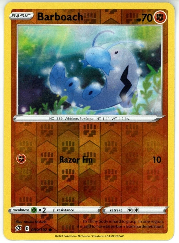 Pokemon TCG Barboach 099/192 Swsh02: Rebel Clash Reverse Holo - Image 1 of 1