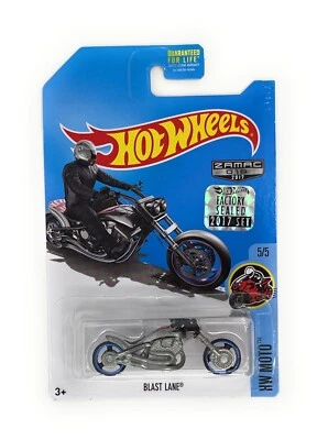 Hot Wheels 2017 Moto Blast Lane (ZAMAC) Factory Sealed Sticker Chase Motorcycle - Image 1 of 3