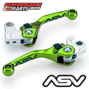 ASV F4 Short Green Adjustable Brake + Clutch Lever Set for Kawasaki KX450F 2010 - Picture 1 of 9