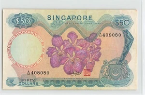 SINGAPORE $50 Dollars 1973, P-5d Orchid Series Original UNC Less (Handling, Fox) - Picture 1 of 2