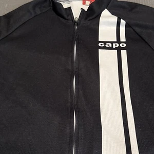 Capo Full Zip Back White Stripe Pocket Women M Long Sleeve Cycling Jacket Jersey - Picture 1 of 5
