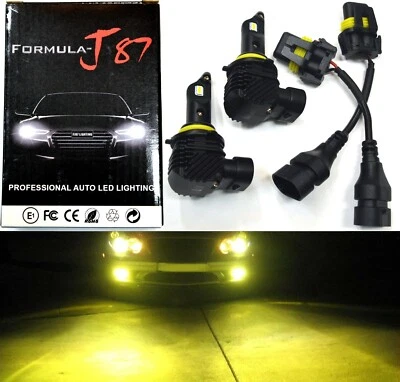 LED Kit M10 100W H10 9145 3000K Yellow Two Bulbs Fog Light Replacement Plug Play - Image 1 of 4
