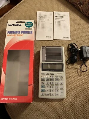 Casio Portable Printer Calculator HR- 8TE Plus-w  - Image 1 of 4
