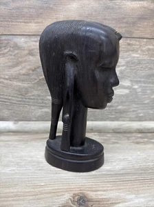 Busto ebano africano vintage scultura in legno massello intagliato a mano testa tribale 7" - Foto 1 di 5