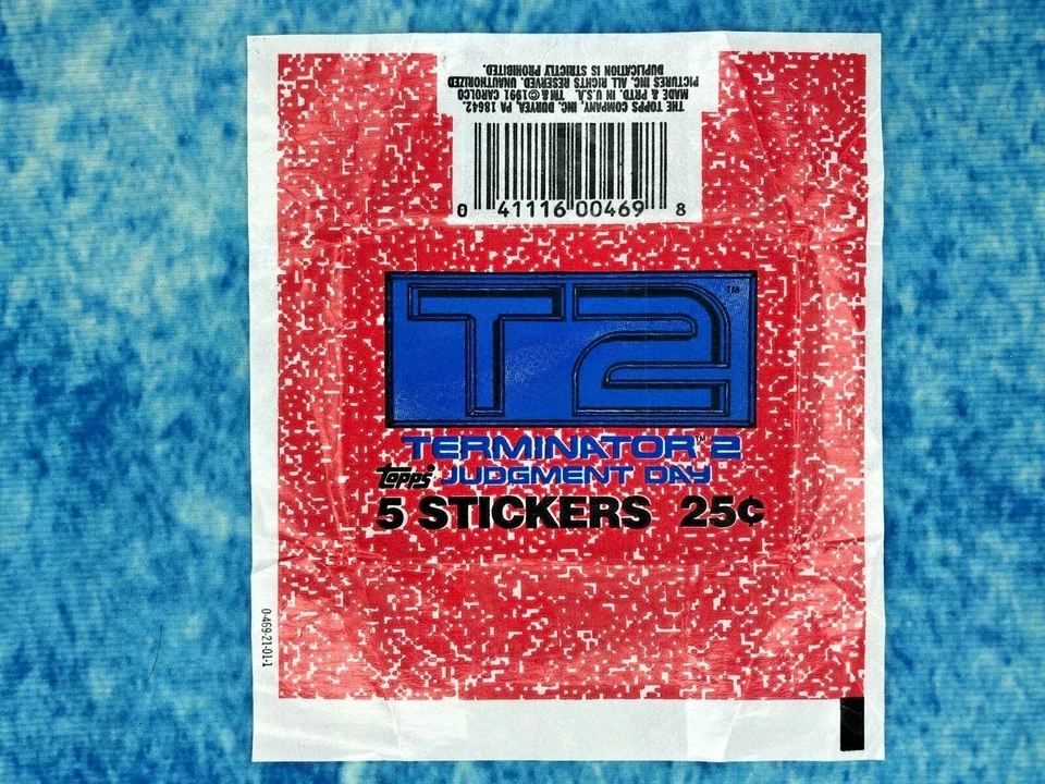 Retro Topps Terminator 2 Sticker Wax Packet Wrapper Empty 1991 - Image 1 of 2