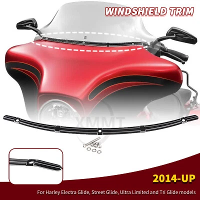 Black Fairing Windshield Trim For Harley Touring Electra Street Tri Glide FLHTK - Image 1 of 4