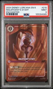 Disney Lorcana Azurite Sea Maleficent's Staff 210/204 Enchanted PSA 9 MINT - Picture 1 of 2