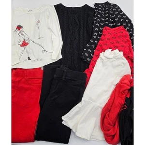 9 Piece Gap Girl's 4/5 Red/White/Black Bow Pants, Dress, Tops, Tights Lot  - Picture 1 of 19