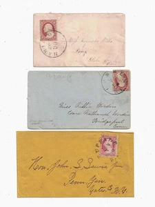 1850s Cancels fr Hamilton, Goshen & Buffalo, New York on 3 Covers w 3¢ Scott #26 - Bild 1 von 1
