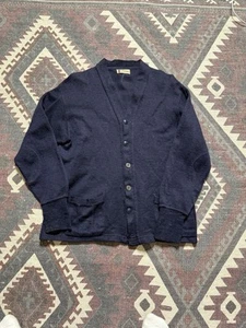 1940’s 1950’s Navy Blue Wool Cardigan Size Large - Picture 1 of 14