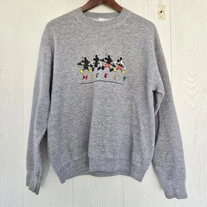 VTG Disney Mickey & Co Embroidered Sweatshirt Donnkenney Gray Made In USA Medium - Picture 1 of 6