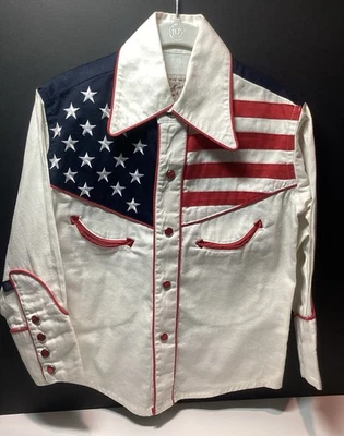 Child’s Size S 7/8 Rock Mount Ranch Wear Western Shirt Patriotic USA Flag NWOT  - Image 1 of 4