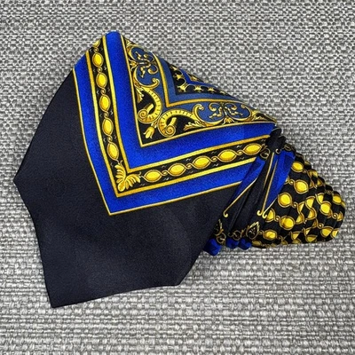 Corbata de hombre Enrico Venturi negra azul dorada corbata seda 56" x 3 3/4" Versace Italia Foto 1 de 4