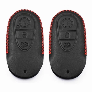 2Pcs Black Leather For Benz C E S W206 C260 S450 S500 3 Buttons Key Case Fob - Picture 1 of 4