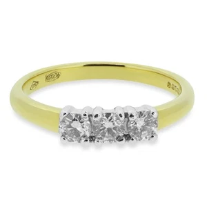18ct Yellow & White Gold Three Stone Diamond Ring - Picture 1 of 3