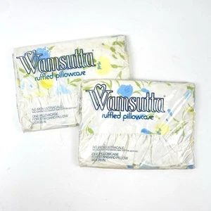 2 Vintage Wamsutta Ultracale Standard Size Ruffled Pillowcases 20 x 26 in - Picture 1 of 3