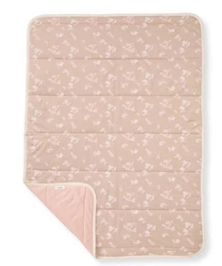 Burt's Bees Baby - Reversible Blanket Hummus Pink Brown Flowers 30”x40” NWT - Picture 1 of 2