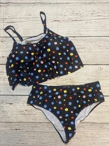 Shein 2-teiliger Tankini Badeanzug Damen Übergröße 3XL schwarz geblümt NEU - Bild 1 von 6