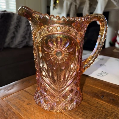 Jarra de vidrio vintage imperial carnaval margarita patrón mayflower caléndula naranja Foto 1 de 4