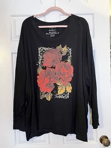 Torrid superweiches Strickshirt Oberteil Damen 5 schwarz Blumen Viskose Langarm - Bild 1 von 7