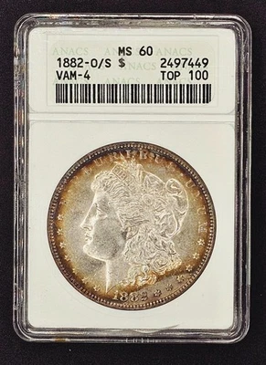 1882-O/S Vam 4 Morgan Silver Dollar- MS-60 - ANACS Soapbox Holder - Image 1 of 4