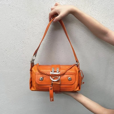 RARO☆☆☆☆Auténtico Bolso de Hombro Hobo CHRISTIAN DIOR 2005 FW Flight Line Cuero D Logo Foto 1 de 4