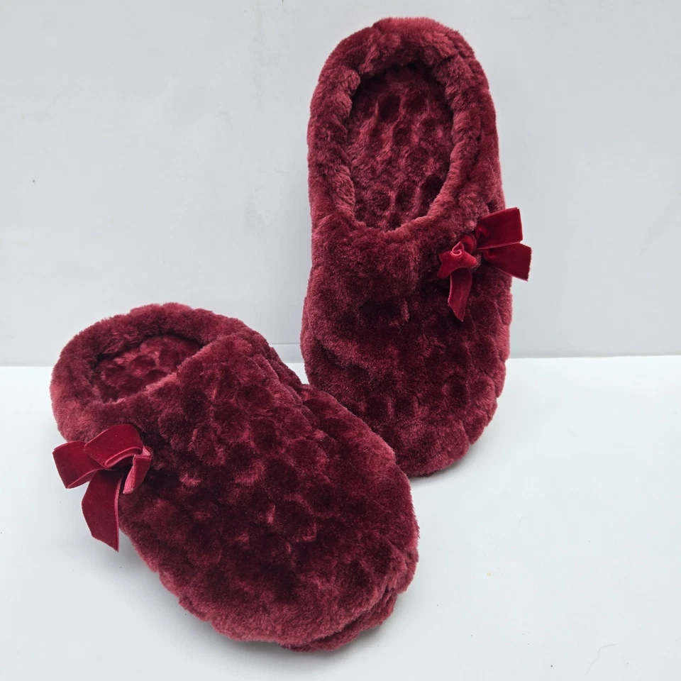 Chinelos LIZ CLAIBORNE Favo de Mel Pelúcia Espuma de Memória Tamanco Borgonha Tamanho 7/8 Macio - Imagem 1 de 4