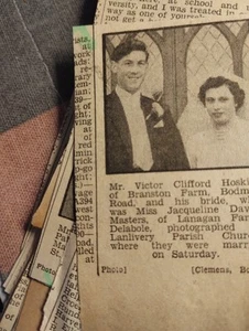 Sk184 Ephemera 1957 Wedding Picture victor Hoskin Jacqueline Masters Lanlivery - Picture 1 of 1