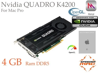  Nvidia Quadro K4200 4GB DDR5 Apple Mac Pro, Metal 4K Mojave Monterey Sonoma - Immagine 1 di 4