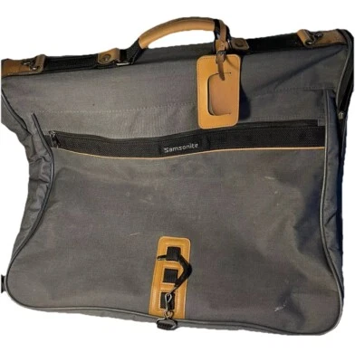 Samsonite Garment Suit Bag Vintage Silhouette 4 Blue Canvas & Leather Carry On - Image 1 of 4