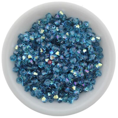 Preciosa Bicones Indicolite AB 3mm, 4mm, 6mm Crystal Bicones - Image 1 of 2