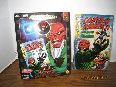 Marvel Famous Covers Red Skull 8” Figure Toy Biz 2001 w/ Captain America #115 - Image 1 of 4
