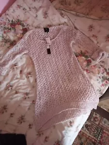 SCHÖNE RIVER ISLAND STRICKBEKLEIDUNG LANGER BAUMWOLLPULLOVER, CREME, GRÖSSE UK 6, ETIKETT, NEU - Bild 1 von 9