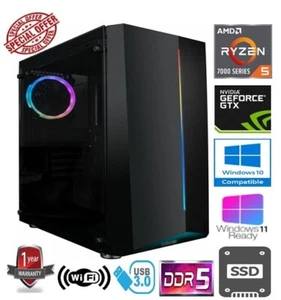 RYZEN 5 GAMING PC - AMD RYZEN 5 7600 AM5 16GB DDR5 RAM 1TB SSD NVIDIA GTX1650 4G - Picture 1 of 13