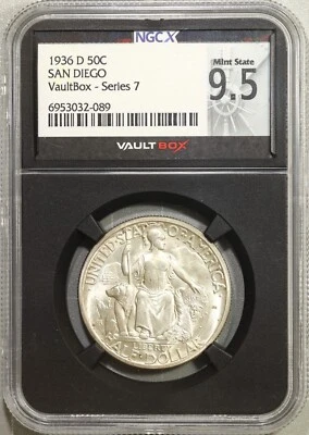 1936 D San Diego Commemorative Half Dollar Vaultbox Series 7 NGCX 9.5 #2-089 - Image 1 of 3