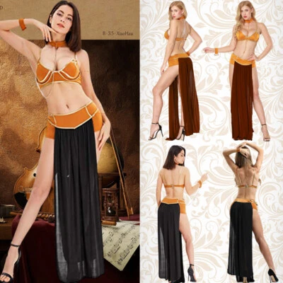 Costume schiava principessa Leia donna adulto sexy star wars cosplay abito fantasia Regno Unito - Immagine 1 di 4