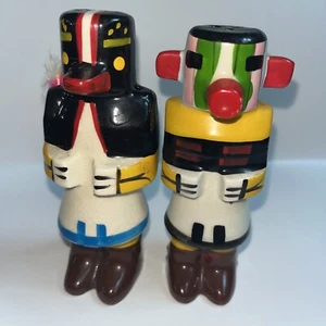 Hopi Kachina Salt & Pepper Shakers 4.5" Tall Vintage Colorful Figures Native - Picture 1 of 6
