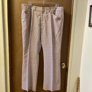 VTG Haggar Mens Pants 40” Waist, 30” Inseam Wide Leg Red White & Blue Check USA - Picture 1 of 13