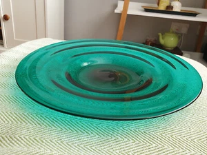 RARE 14" WHITEFRIARS GLASS Pat No 9097 CASED GREEN CHARGER PLATE - 1964 - Picture 1 of 6