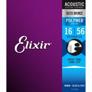 Elixir 11125 Polyweb Coated anti-rust Resonator 80/20 Br Acoustic strings 16-56 - Picture 1 of 1
