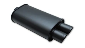 Vibrant StreetPower Oval Muffler 2.5" Inlet 3" Outlet Dual Tips Flat Black - Picture 1 of 1