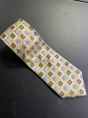 Valerio Garati Tie Pure Silk Handmade 4in Wide Black Gray Floral Geometric T1 - Image 1 of 4