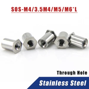 Rivet Nut Threaded Studs Insert Stainless Steel Through Hole SOS-M4/3.5M4/M5/M6 - Picture 1 of 52