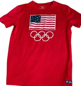 Team USA Olympics Athletic Shirt Boys Xl 14 American Flag Tee Red Rings Top - Picture 1 of 5