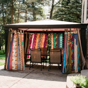 Cortina de patchwork de colección india Sari cortina decoración ventana seda multi cortina - Imagen 1 de 6