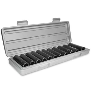 12pc 1/2" MM Dr Drive Deep Air Impact Socket Sockets Set Metric Carrying Case - Picture 1 of 4
