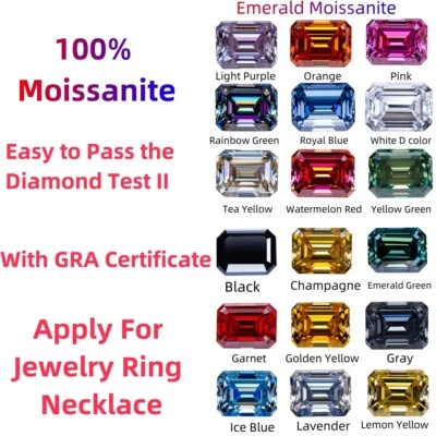 5x7~9x11mm Blue Emerald Loose Moissanite Stone VVS1 GRA Certificate For Ring - Image 1 of 4