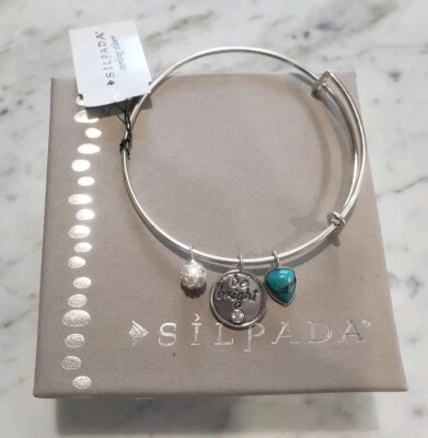 NUEVO SILPADA Pulsera Plata Esterlina Turquesa "Sé Brillante" -B3212-Dijes Foto 1 de 4